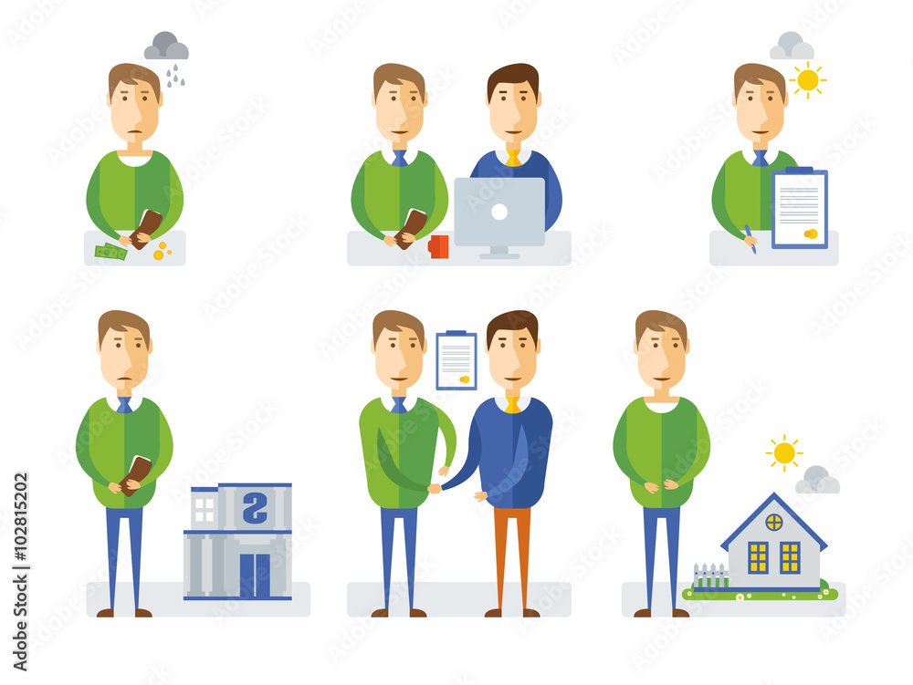 Elements of info-graphic showing process getting loan Elements of info-graphic showing process getting loan