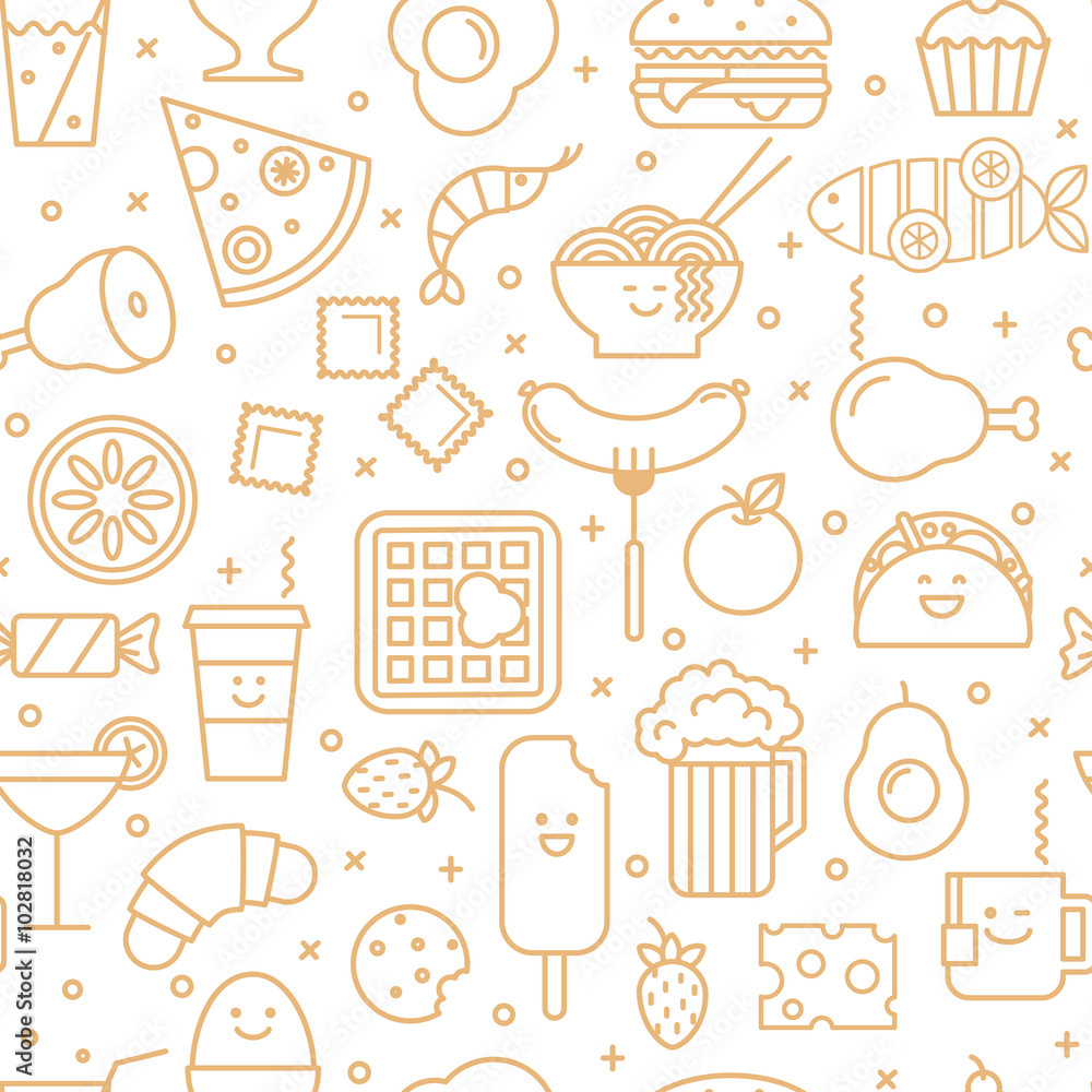Seamless pattern with icons of food Seamless pattern with icons of food