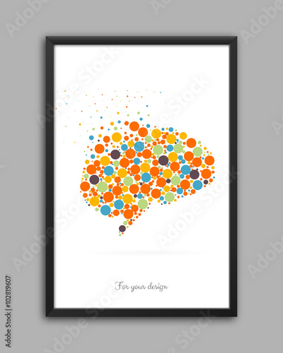 Abstract Creative concept vector icon of brain for Web and Mobile Applications isolated on background. Art illustration template design, Business infographic and social media, digital flat silhouette.