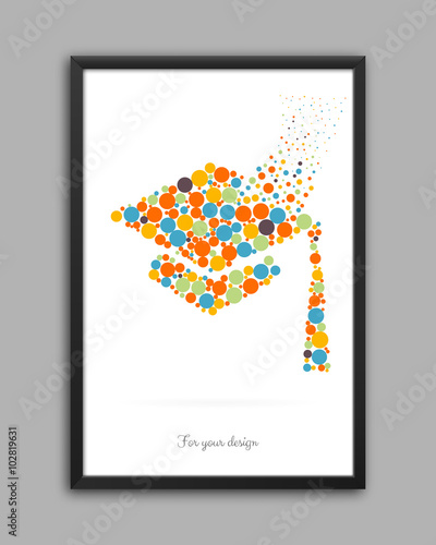 Abstract Creative concept vector icon of graduation cap for Web and Mobile Applications isolated on background. Art illustration template design, Business infographic and social media, digital flat. 