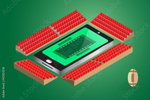 americanfootball watching online concept. stadium seat inside mo