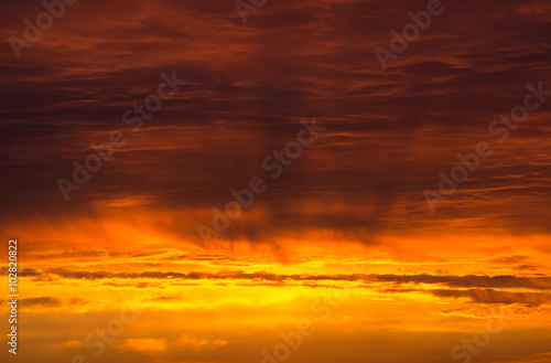 Scenic orange sunset sky background © ZaZa studio