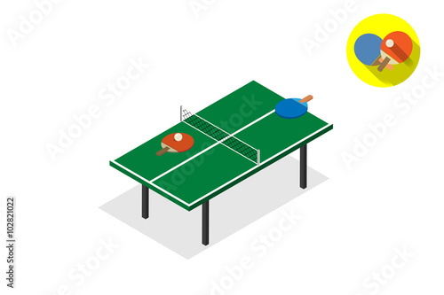ping pong green table tennis vector illustration isometric with flat icon