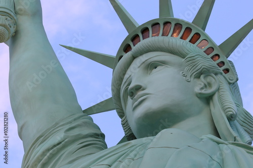 The Statue of Liberty.Blue sky panoramic background with copy space.Statue de la liberté 