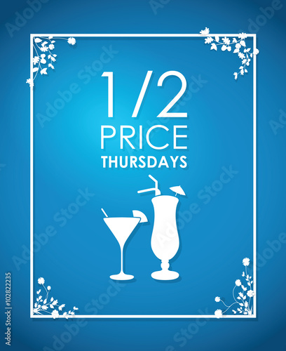 half price drinks cocktail floral background