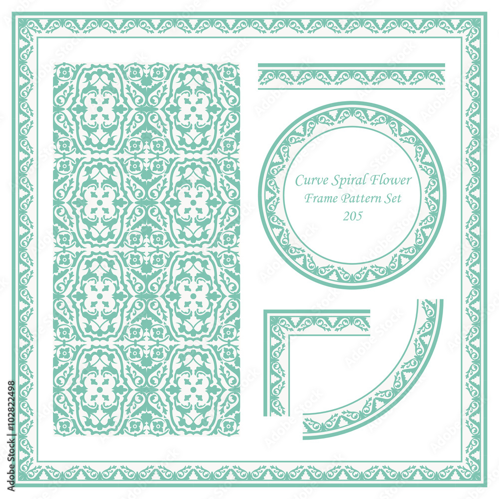 Obraz premium Vintage Frame Pattern Set 205 Curve Spiral Flower