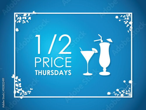 half price drinks cocktail floral background