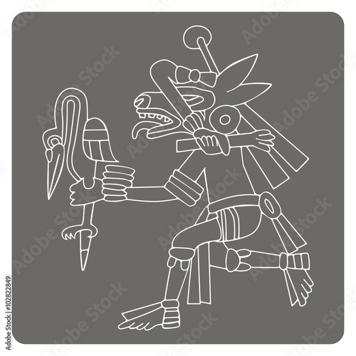 monochrome icon with symbols from Aztec codices for your design
