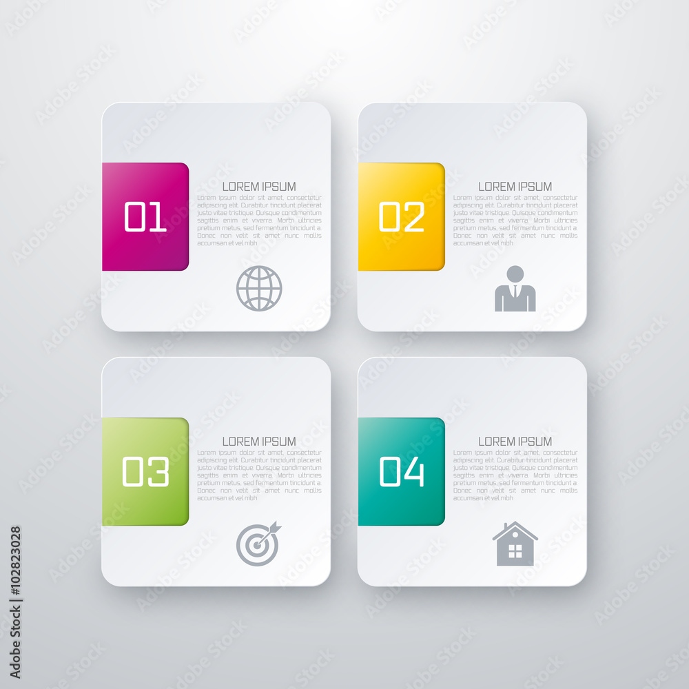 Vector illustration of four square infographics Vector illustration of four square infographics