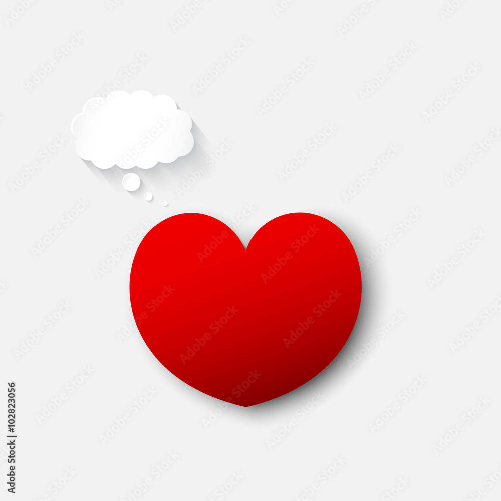 red heart with blank bubble speech for text