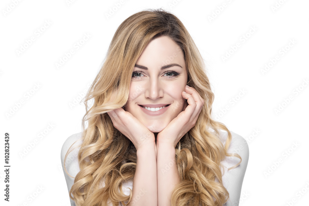 Attractive caucasian smiling woman blond. Attractive caucasian smiling woman blond.