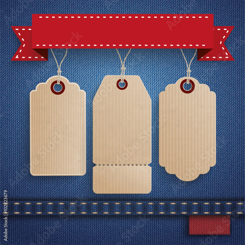 Jeans 3 Carton Price Stickers Ribbon