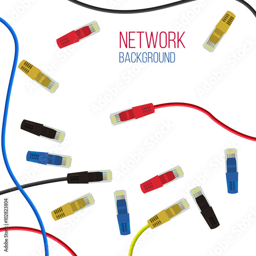 Network Background. Patch Cord. Network Connection. Internet. Abstract Colorful Wire Background. Ethernet For Enterprise Networks. Vector Illustration