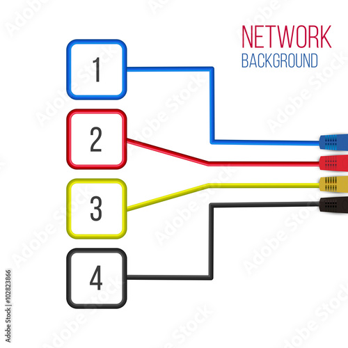 Network Background. Patch Cord. Network Connection. Internet. Abstract Colorful Wire Background. Ethernet For Enterprise Networks. Vector Illustration