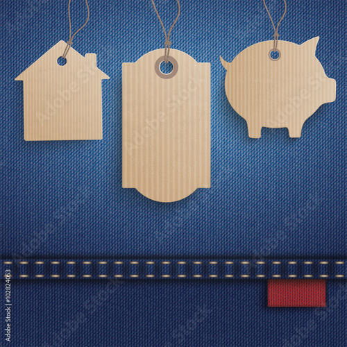 Jeans Carton Home Piggy Bank Labels