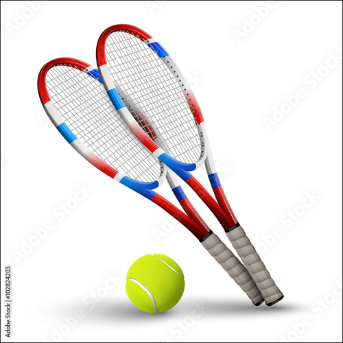Tennis symbols rackets and ball isolated on white background