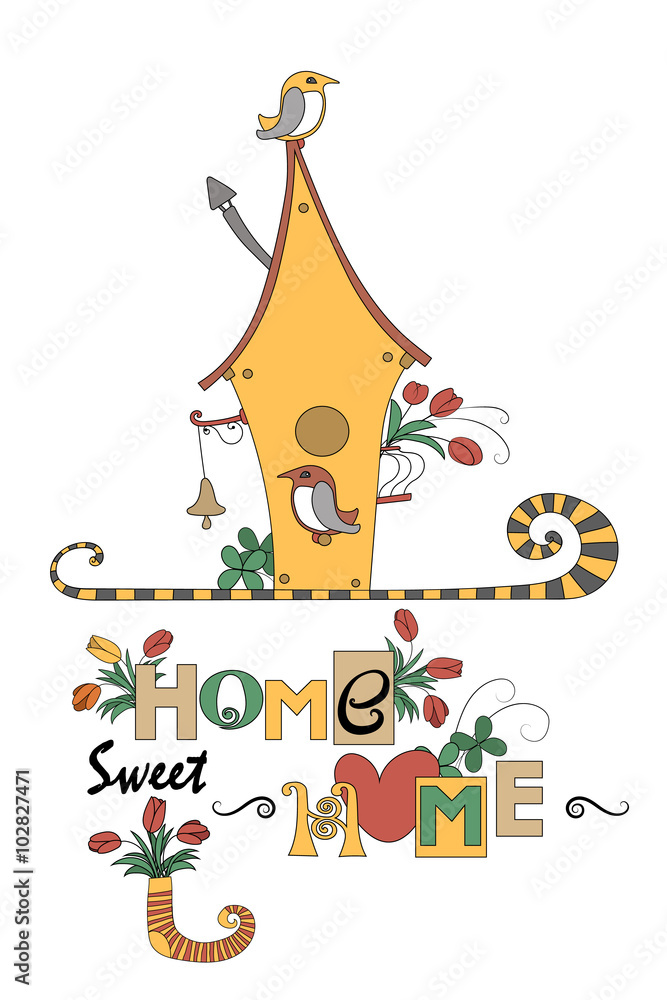 Naklejka premium Home and garden decoration style vector background