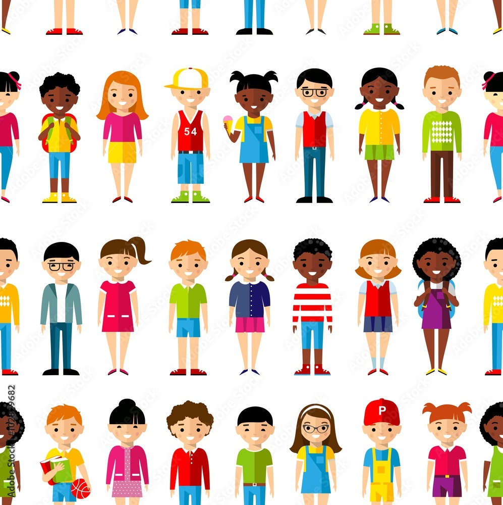 Seamless background of international set children. Seamless background of international set children.