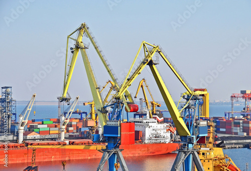 Wallpaper Mural Bulk cargo ship under port crane Torontodigital.ca