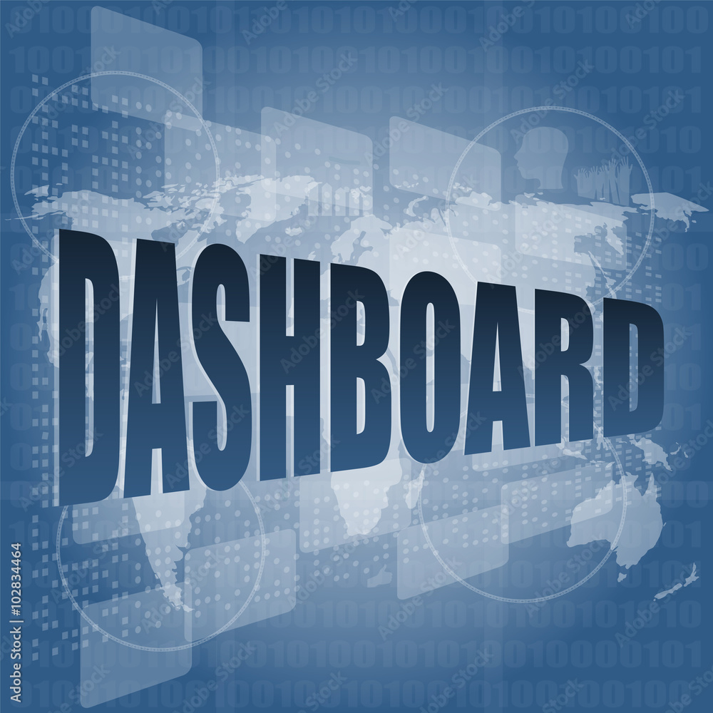 dashboard word on digital binary touch screen vector illustration