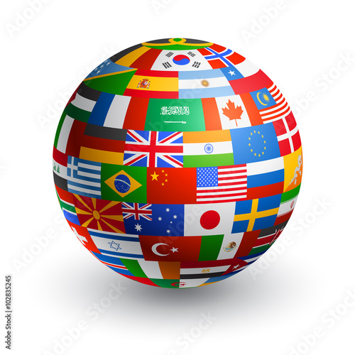 vector 3D World Flag Globe