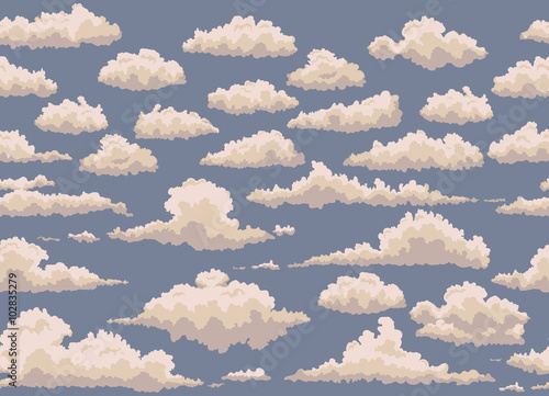 seamless illustration with vintage clouds