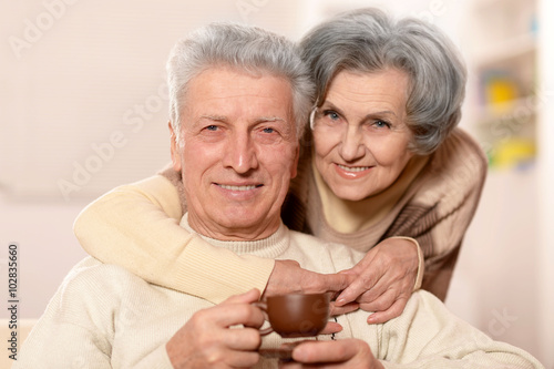 Elderly people with tea