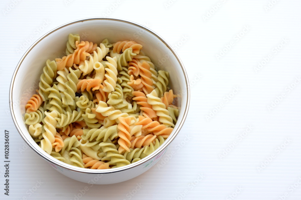 Colorful Wholegrain pasta, macaroni pasta close up Colorful Wholegrain pasta, macaroni pasta close up
