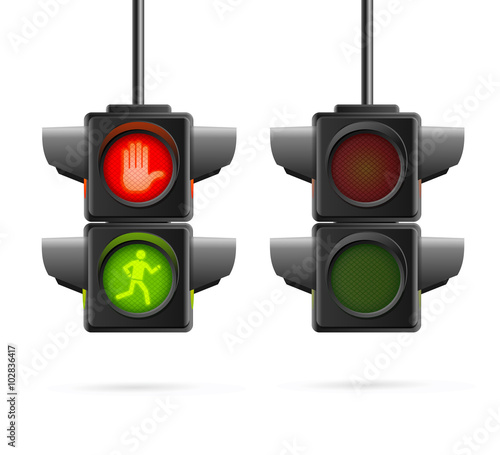 Traffic Lights Set Realistic. Vector