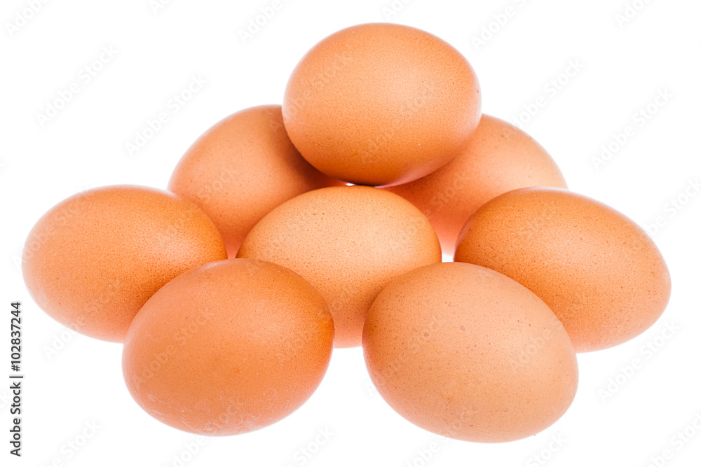Eggs in basket isolated on white background Eggs in basket isolated on white background