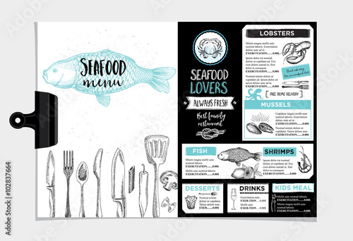 Restaurant cafe menu, template design.