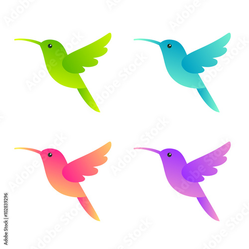 Stylized hummingbirds set