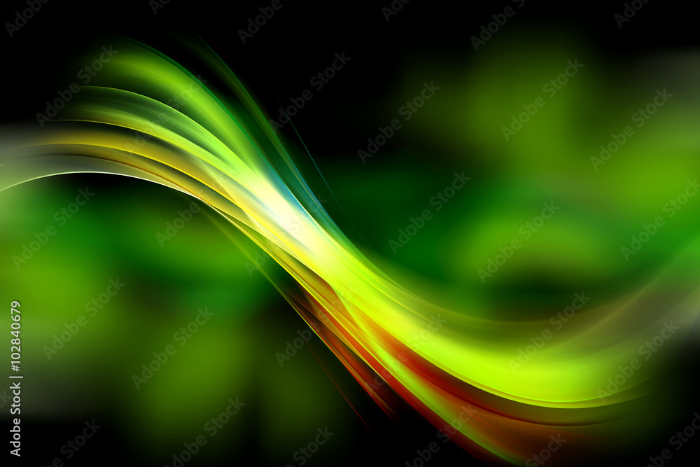 Obraz premium Green Light Abstract Waves