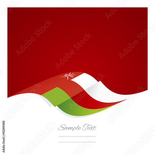 Abstract Oman flag ribbon red background