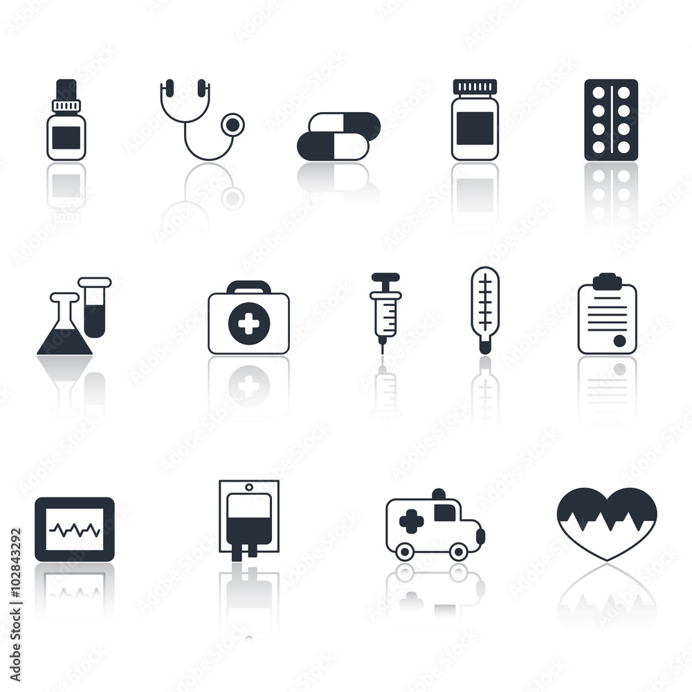 Medical line icons black and white Medical line icons black and white