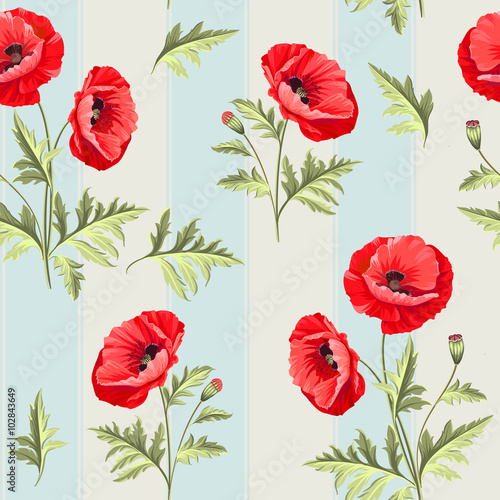 Pattern of poppy flowers. © Kotkoa
