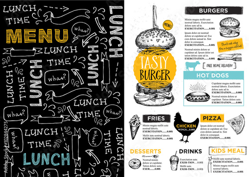 Restaurant cafe menu, template design.