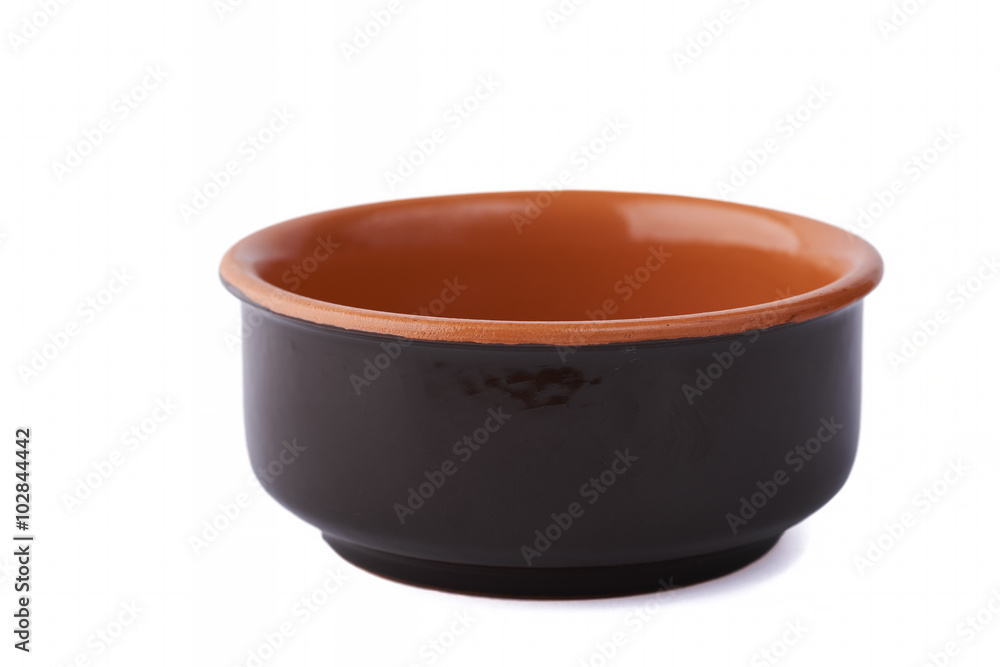 empty terracotta bowl isolated on white background empty terracotta bowl isolated on white background