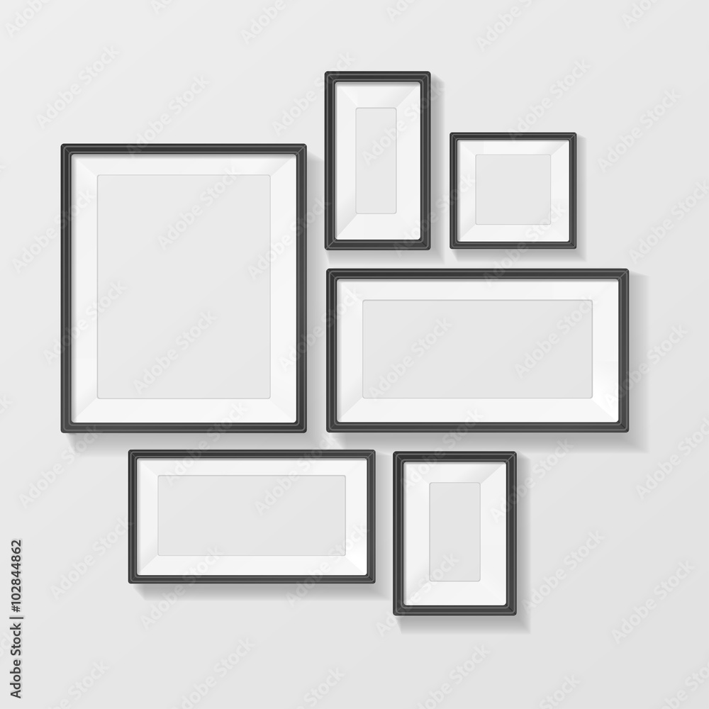 Black Picture Frame Template Set. Vector