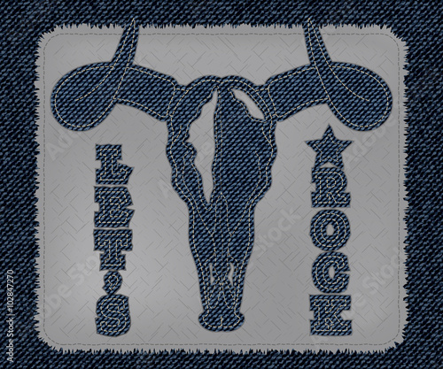 a cool bull skull tattoo as Blue Jeans design Element. logo. Vector Patch, Fragments.