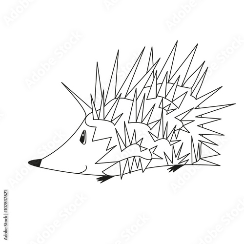 Hand drawn outline hedgehog.