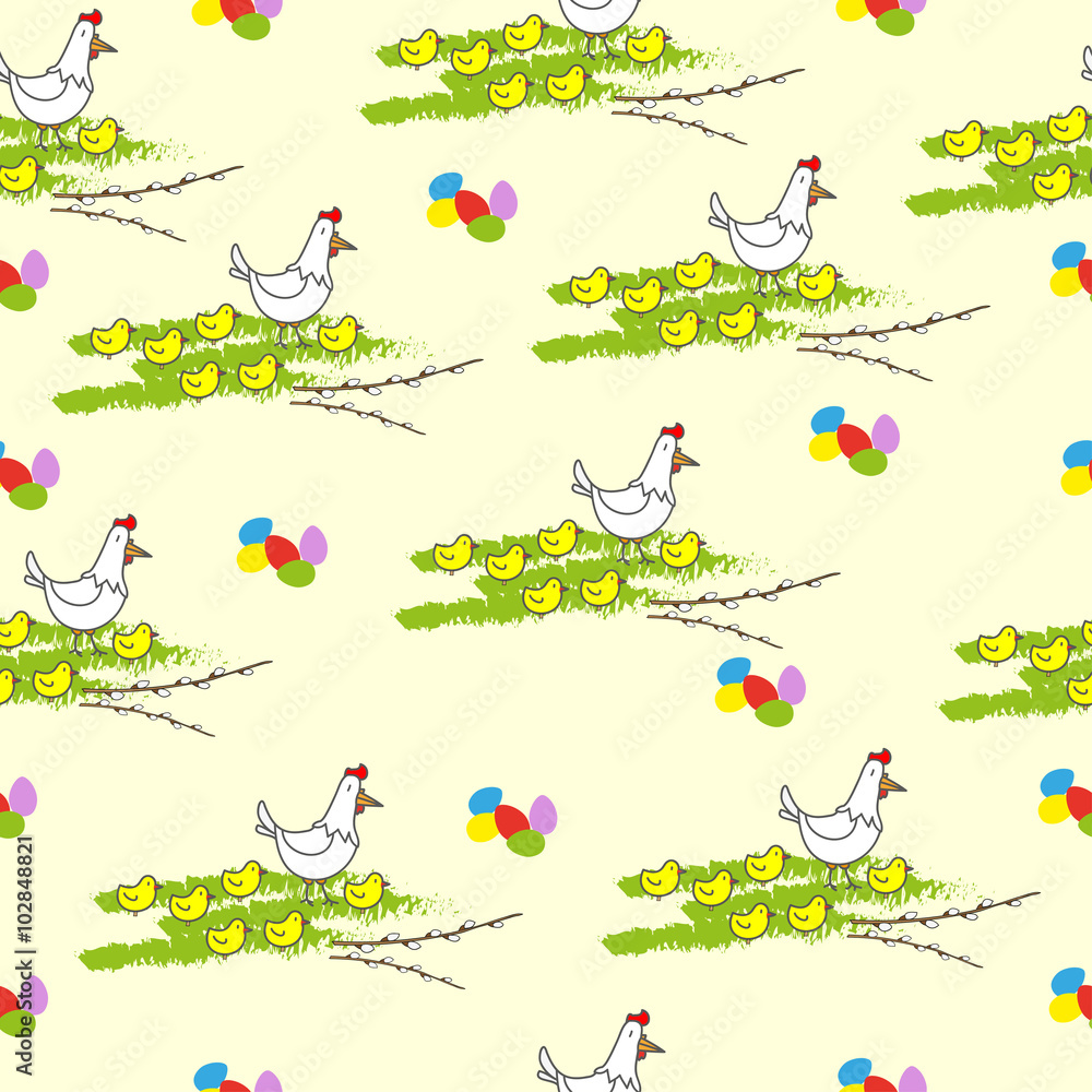 Naklejka premium Easter vector seamless color pattern on yellow background