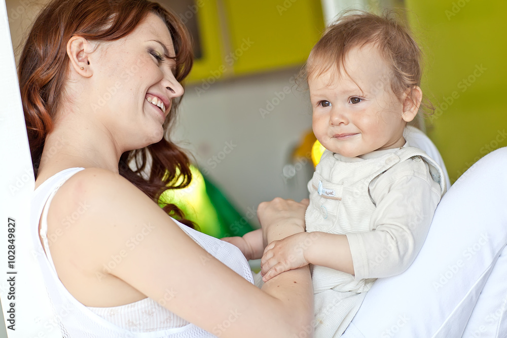 Little baby are eating with mother Little baby are eating with mother
