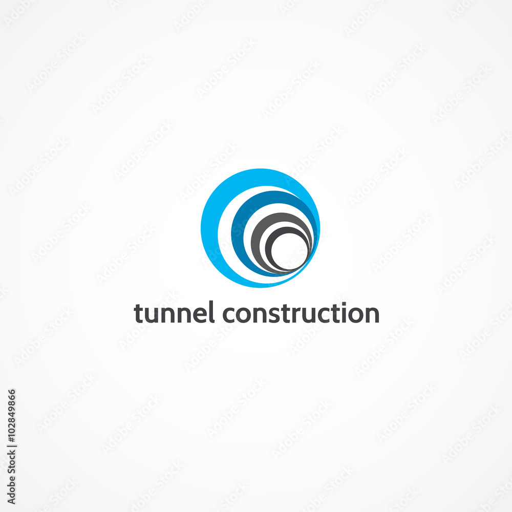 Tunnel construction.Logo of the tunnel. Tunnel construction.Logo of the tunnel.