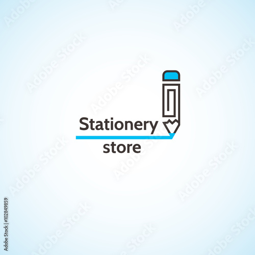Stationery store. The original logo in the form of paper clips and pencil.