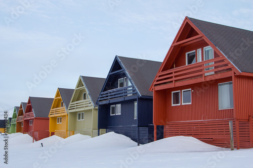 Residental houses in Longyearbyen, Spitsbergen (Svalbard). Norway