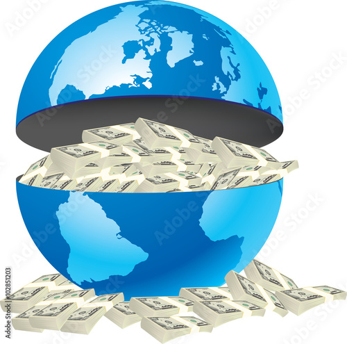 terra con mazzette di valuta