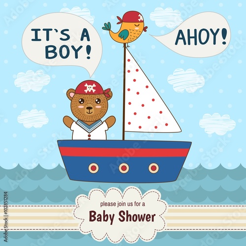 Cute baby shower invitation card It's a boy