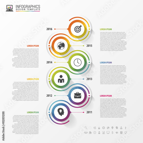 Timeline infographics template. Colorful modern design. Vector