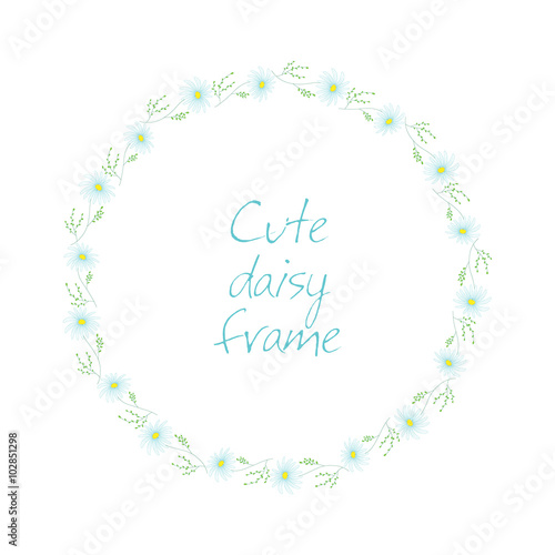 Floral background with daisy, vector illustration. Daisy wreaths. Hand drawn doodles.